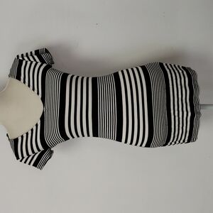 Forever 21 stretch Knit Mini Dress Black & White Stripe V Neck M EUC